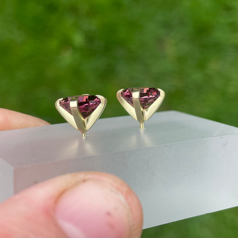 18ct studs with Tourmalines